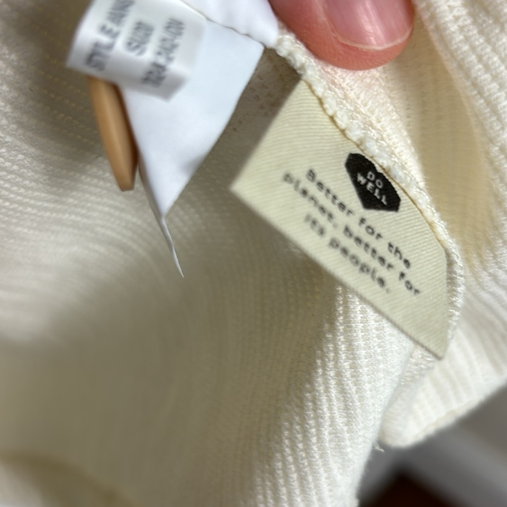 MADEWELL Button back Ottoman jacquard cream color short sleeve blouse size Small - Picture 9 of 10